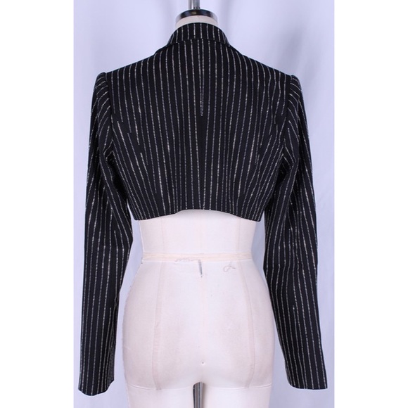 Pinstripe Rhinestone Cropped Blazer - Picture 6 of 6
